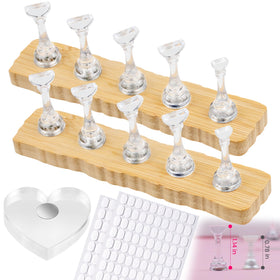Support Ongles ESUOHYM avec bases en bois et supports extra-hauts
