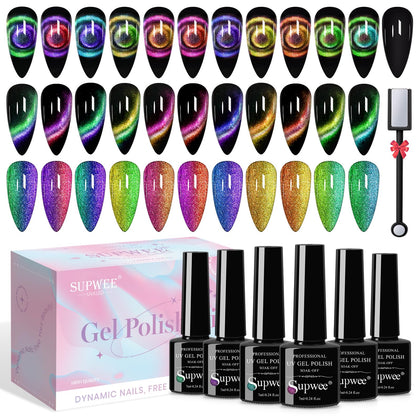 SUPWEE vernis gel Cat Eye 11PC ensemble dans une belle boîte