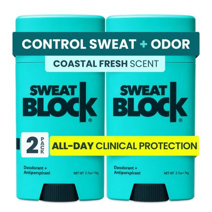 SweatBlock Déodorant Antiperspirant Clinique 2-Pack vue avant avec parfum côtier
