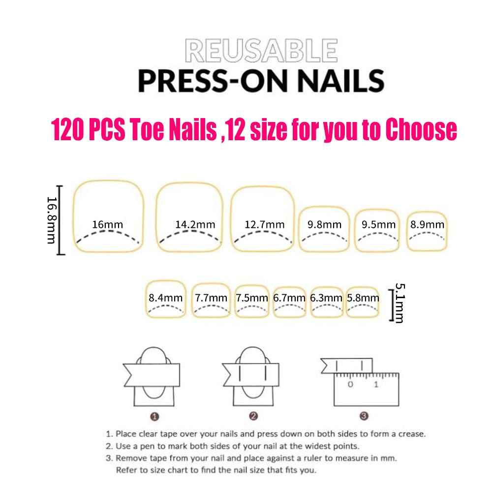 SWRITATSK faux ongles de pieds carrés, détail de la coupe