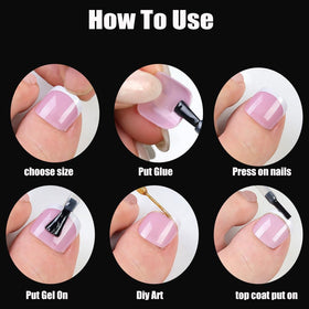 SWRITATSK faux ongles de pieds en couleur nude, présentation sur table