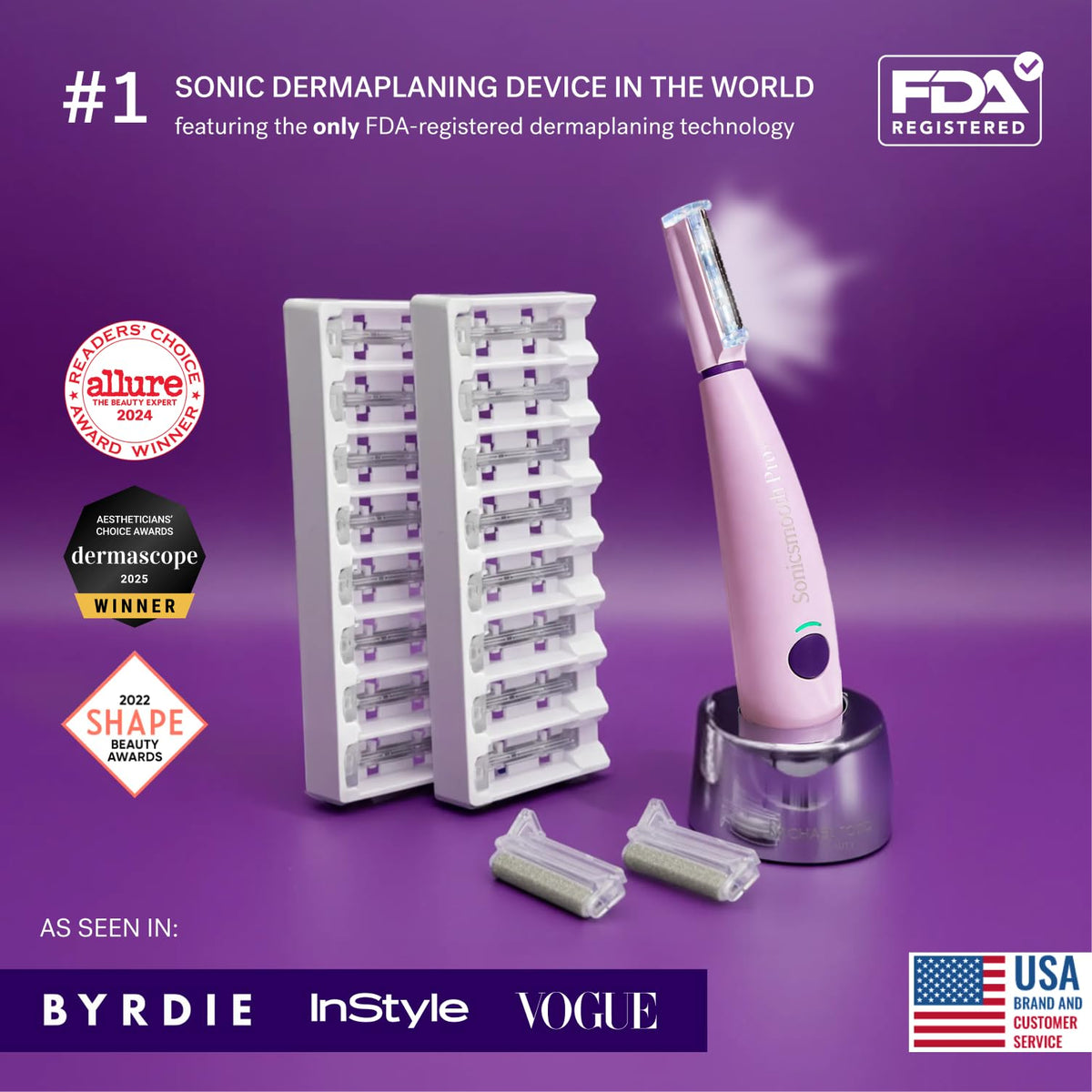 Système de Dermaplaning Sonicsmooth Pro+ avec lumière LED