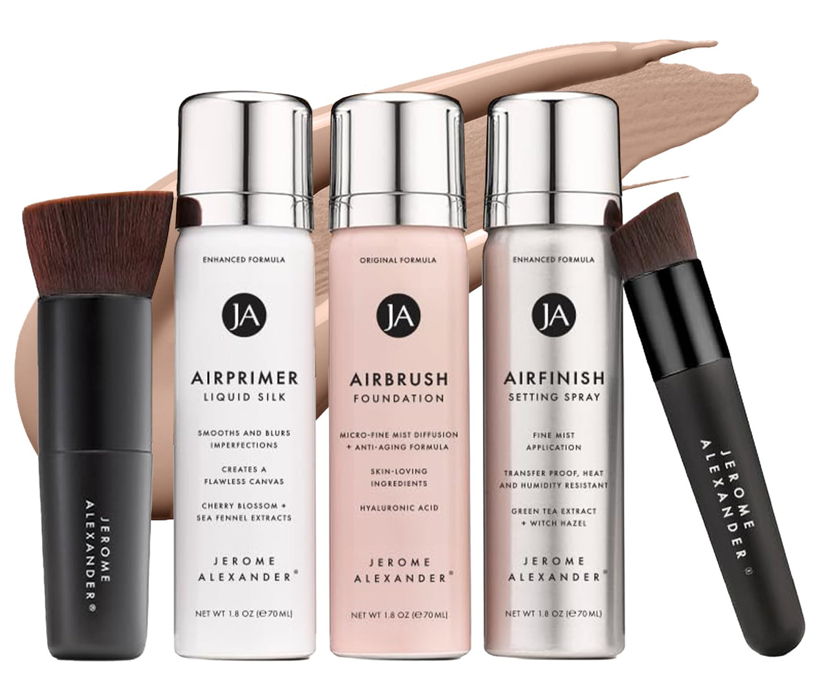 Système de Maquillage Airbrush Jerome Alexander, vue avant avec 5 pièces incluses
