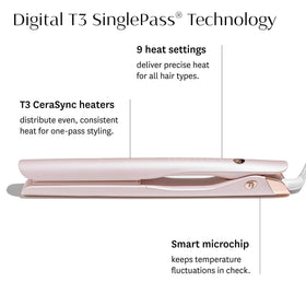 T3 Fer à lisser Smooth X avec réglages numériques de chaleur