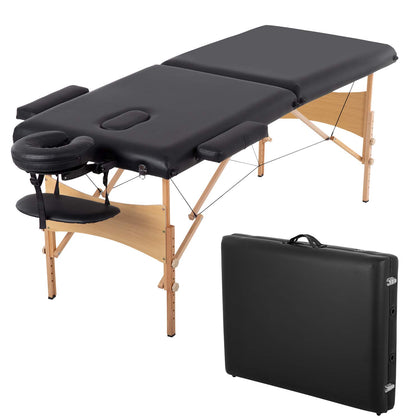 Table de massage portable BestMassage vue de face, cuir PU noir