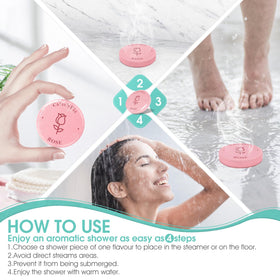 Tablettes de douche CalmNFiz avec différentes couleurs et parfums
