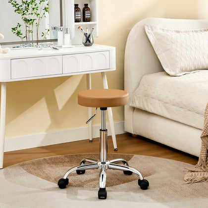 Tabouret de massage FIRAVOE couleur camel avec rembourrage en cuir synthétique
