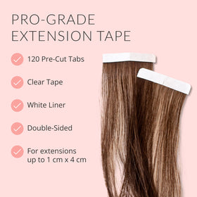 Tabs Walker Tape en usage, montrant leur application sur des extensions de cheveux