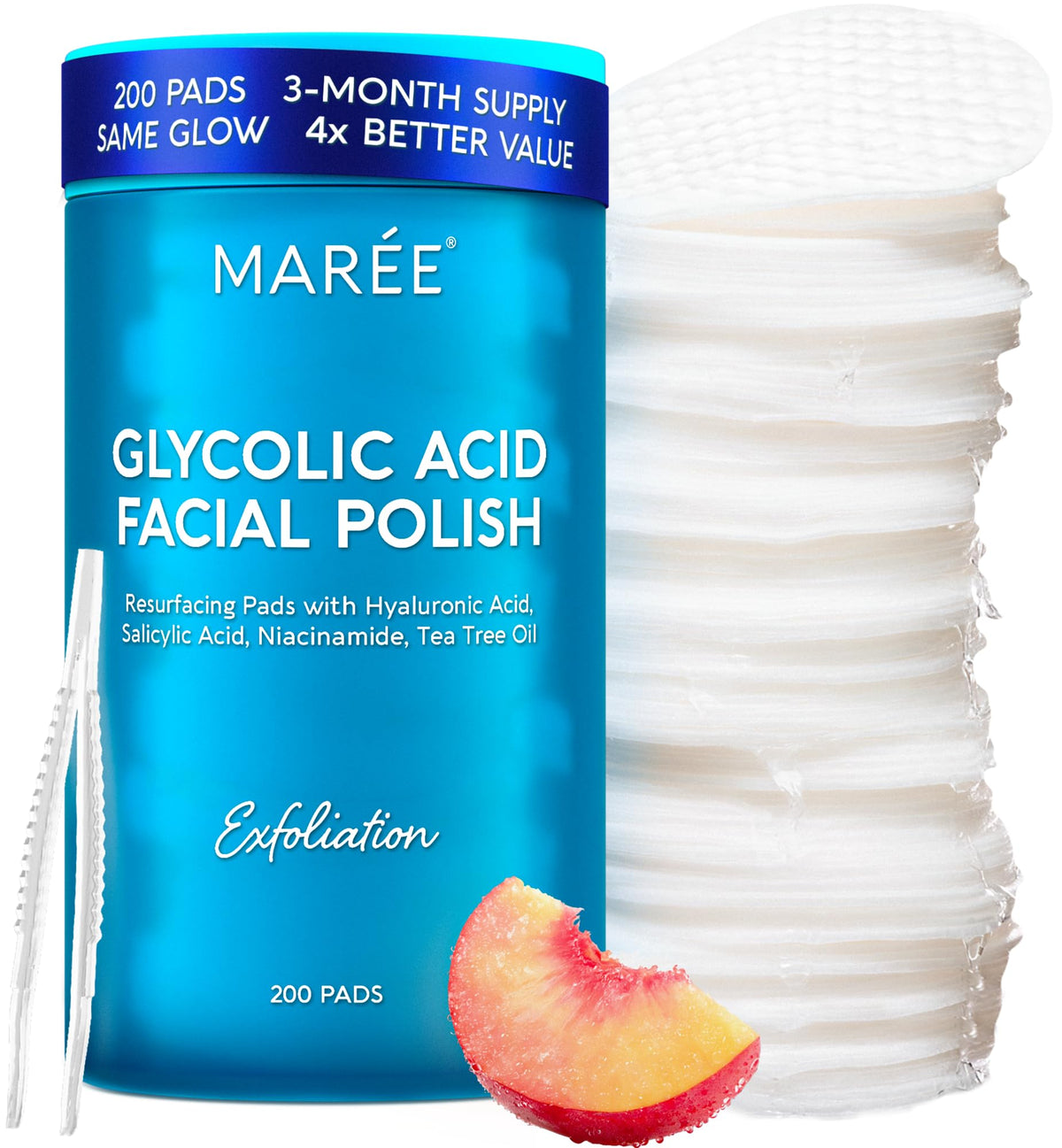 Tampons exfoliants glycoliques MAREE 200 pads vue de face