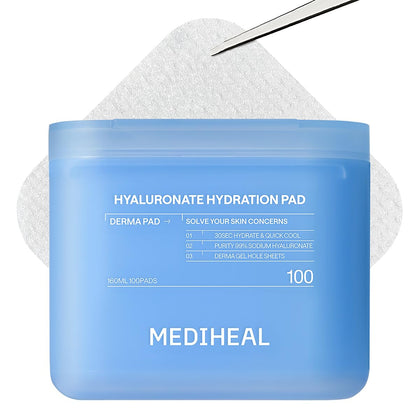 Tampons Hydratants Hyaluronate MEDIHEAL en boîte de 100 unités