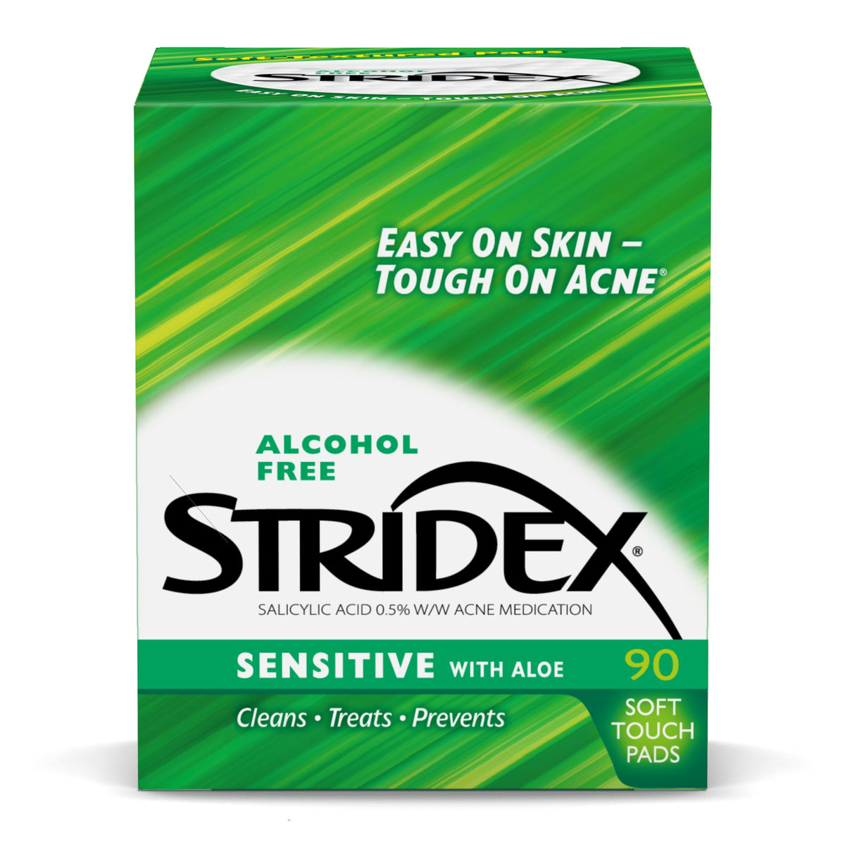 Tampons médicinaux Stridex anti-acné sensibles 90 pcs vue avant