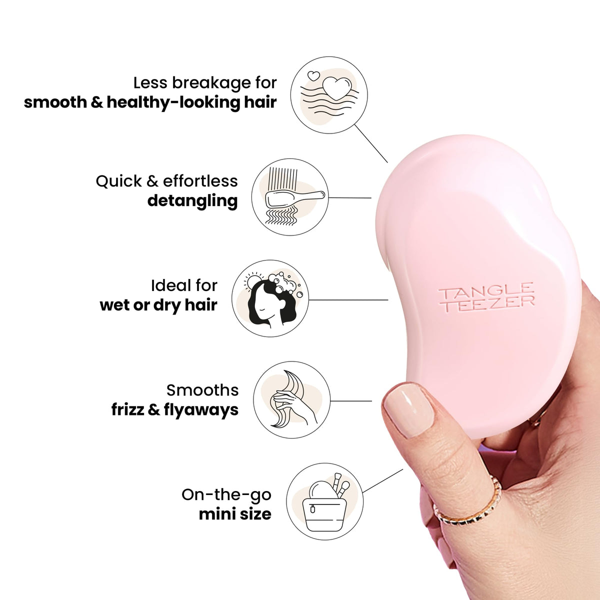 TANGLE TEEZER Brosse Démêlante Mini Rose dans un environnement ensoleillé