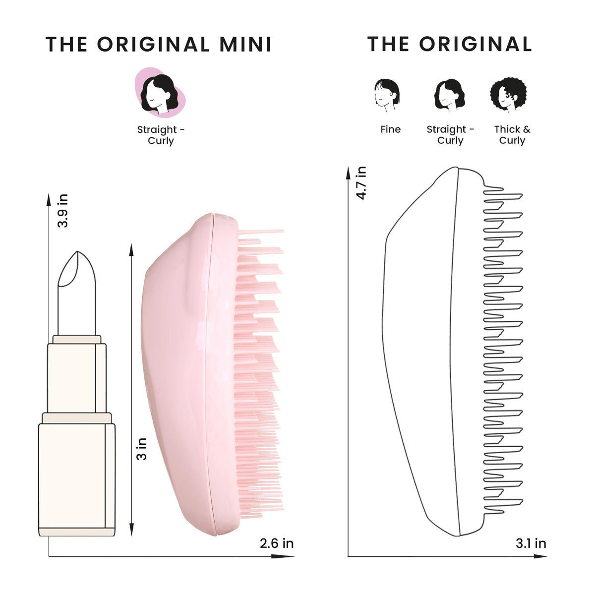 TANGLE TEEZER Brosse Démêlante Mini Rose dans une trousse de voyage