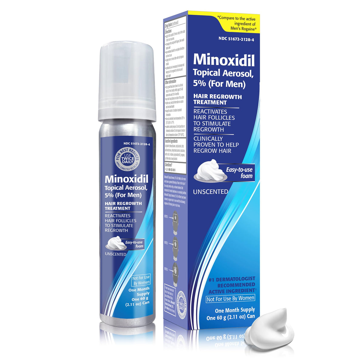 TARO Minoxidil Mousse 5% mousse sur une surface plane
