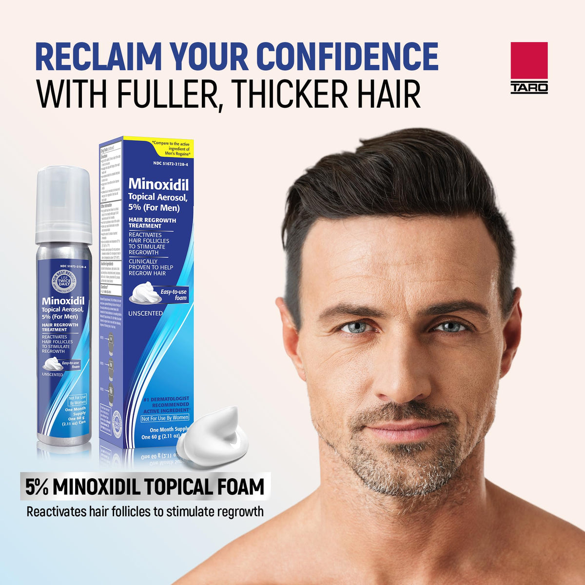 TARO Minoxidil Mousse 5% utilisé sur le cuir chevelu
