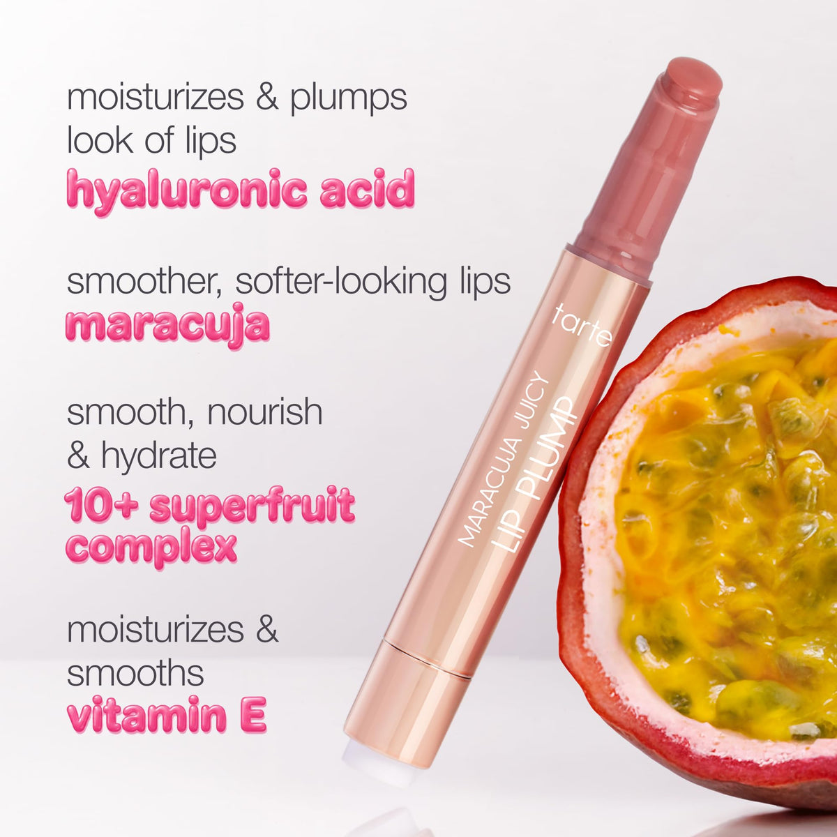tarte Tarte Maracuja Juicy Lip Plump 20g application sur lèvres