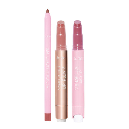 tarte Trousse Maracuja Juicy avec trois produits pour les lèvres