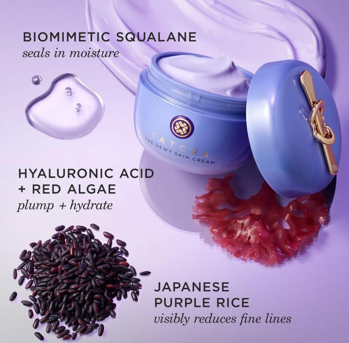 TATCHA Crème Hydratante Riche appliquée sur la peau
