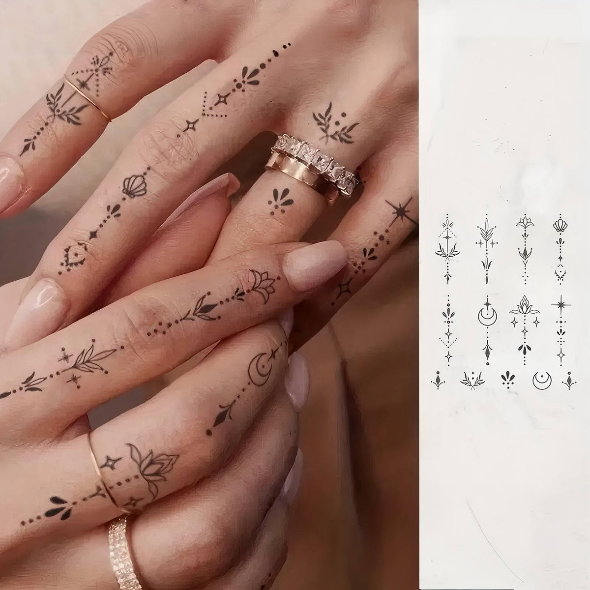 Tatouage temporaire COKTAK avec motifs de lune et soleil