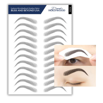 Tatouages de sourcils Bliss and Beyond USA, feuille avec 12 paires