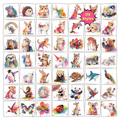 Tatouages temporaires animaux aquarelle Keikihipa, motifs variés