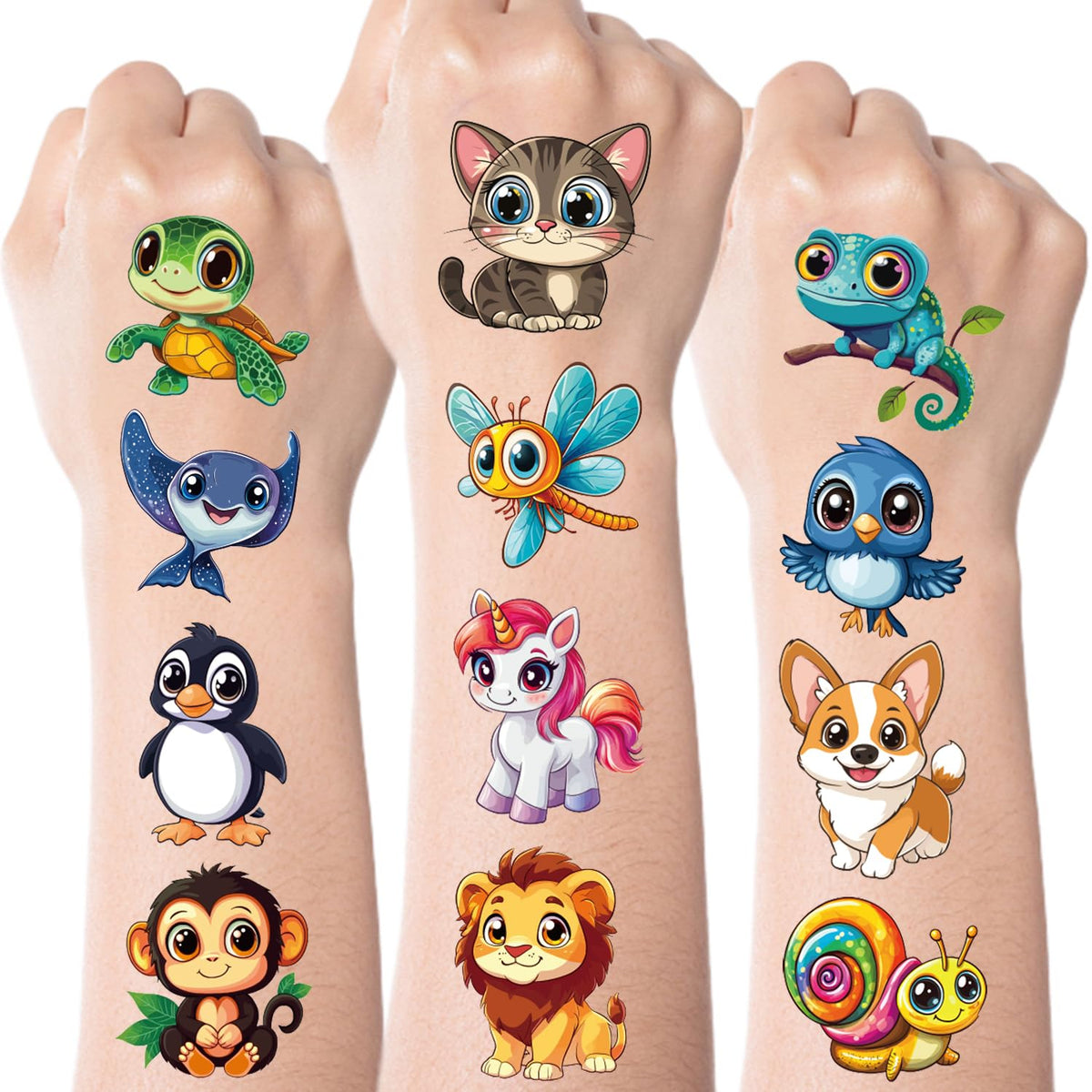 Tatouages temporaires JCFIRE - 102 motifs animaliers