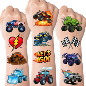 Tatouages temporaires monstres trucks JCFIRE en présentation