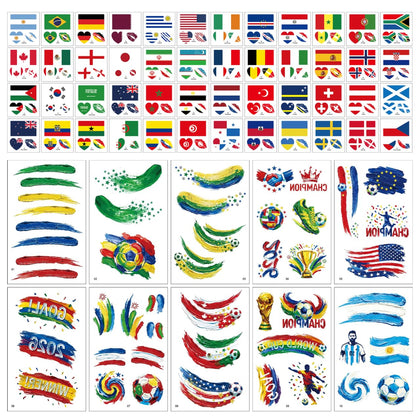 Tatouages temporaires OFJRAP pour la Coupe du Monde 2026, 10 feuilles