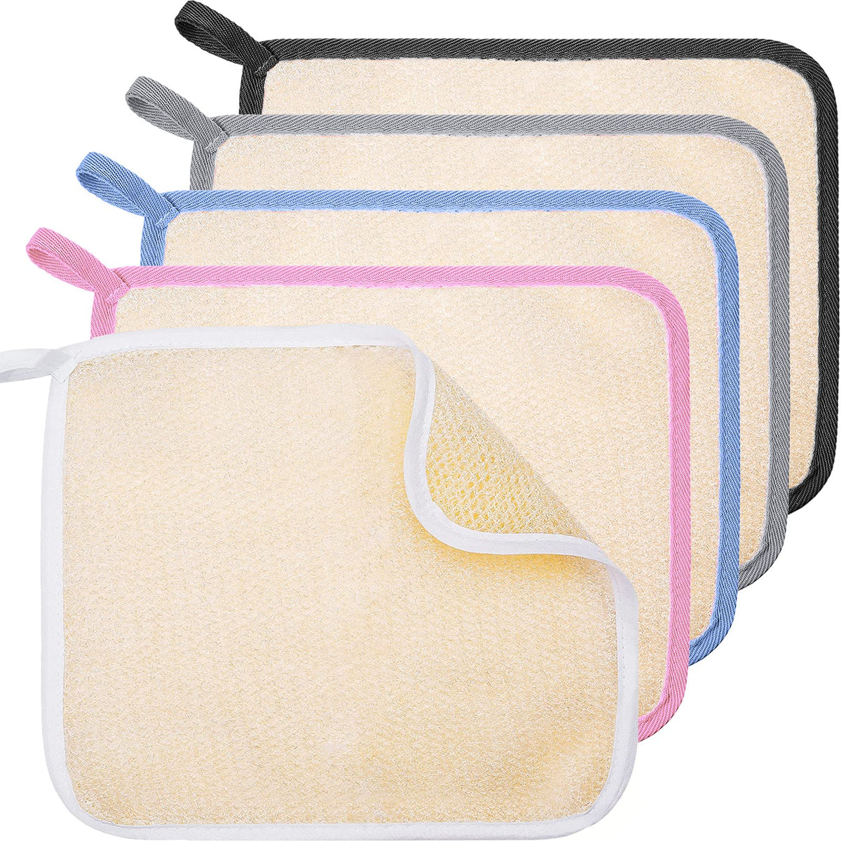 Tatuo serviettes exfoliantes ensemble de 5 pièces en blanc, rose et bleu