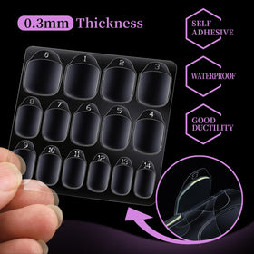 Teenitor 600pcs onglets autocollants pour ongles pressés, vue des côtés