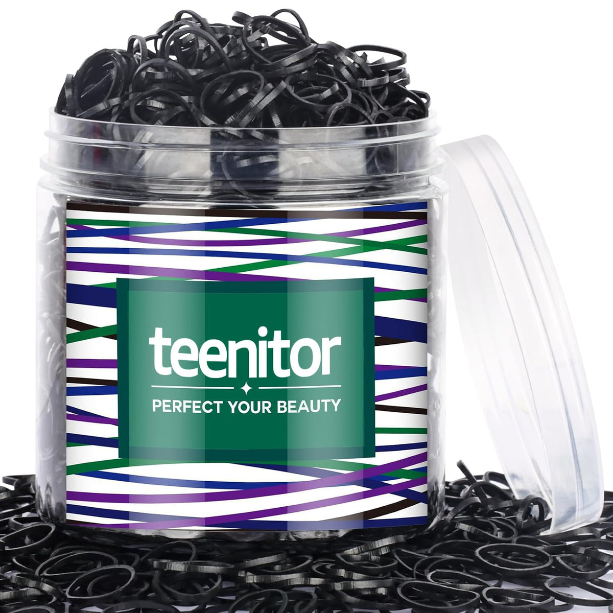 Teenitor élastiques à cheveux noirs 2000pcs vue avant
