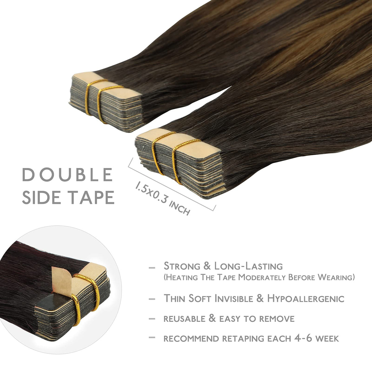Teinte Balayage Brun Foncé Mélangé Châtaigne des extensions Wennalife