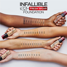 Teintes de fond de teint L'Oreal Paris sur une palette