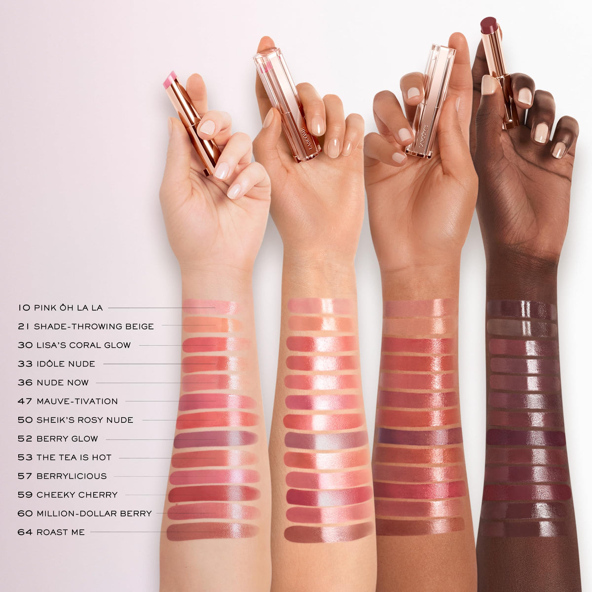 Teintes disponibles du baume à lèvres Lancôme Lip Idôle
