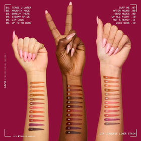Teintes disponibles du crayon à lèvres NYX Lip Lingerie