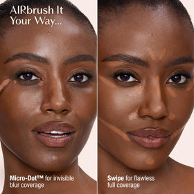 Teintes du correcteur Charlotte Tilbury AIRbrush Flawless Blur étalées