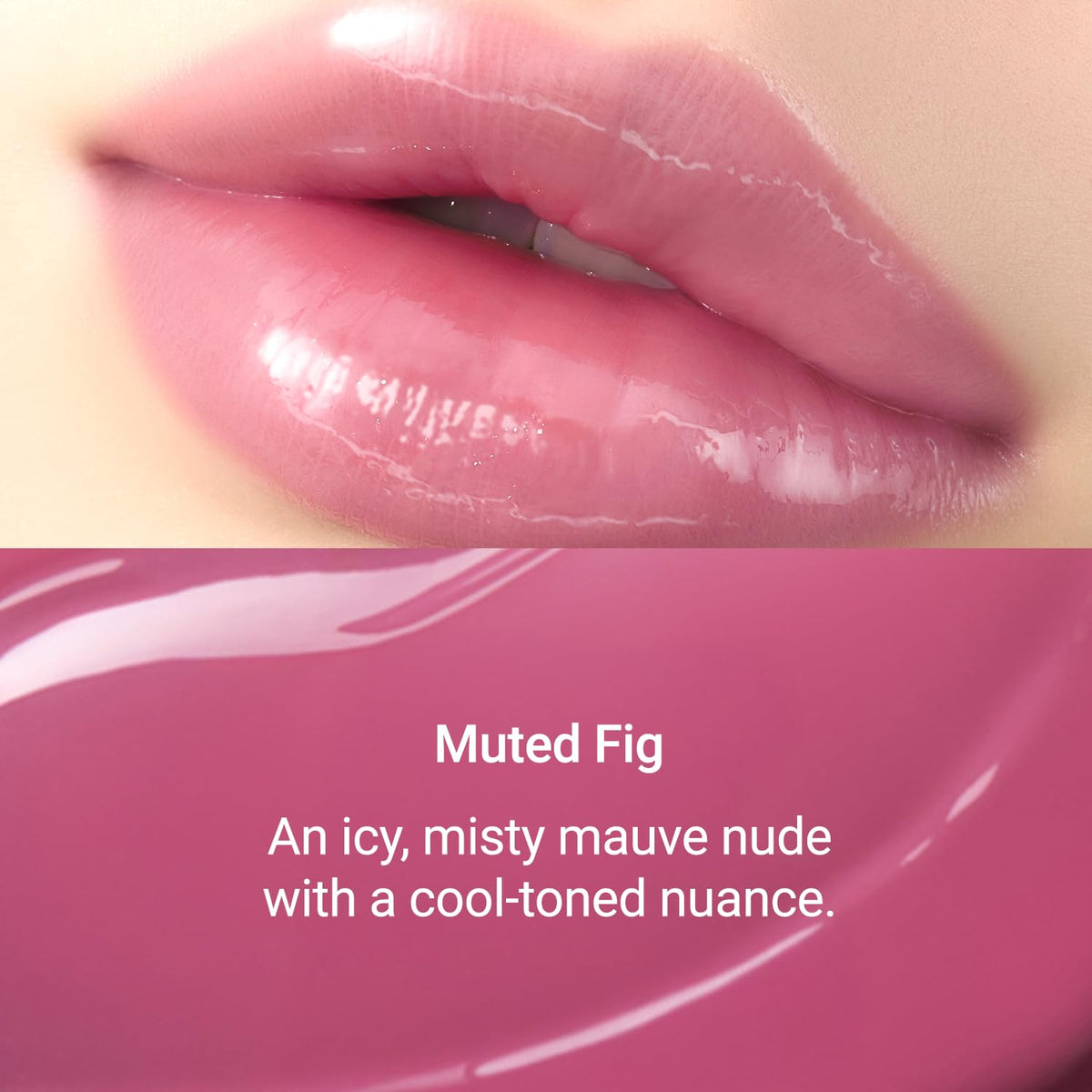 Teintes nude du gloss JUNG SAEM MOOL sur fond blanc
