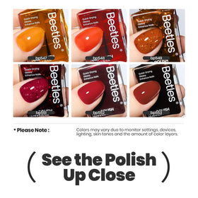 Teintes tendance du set de vernis à ongles Beetles, vue de près