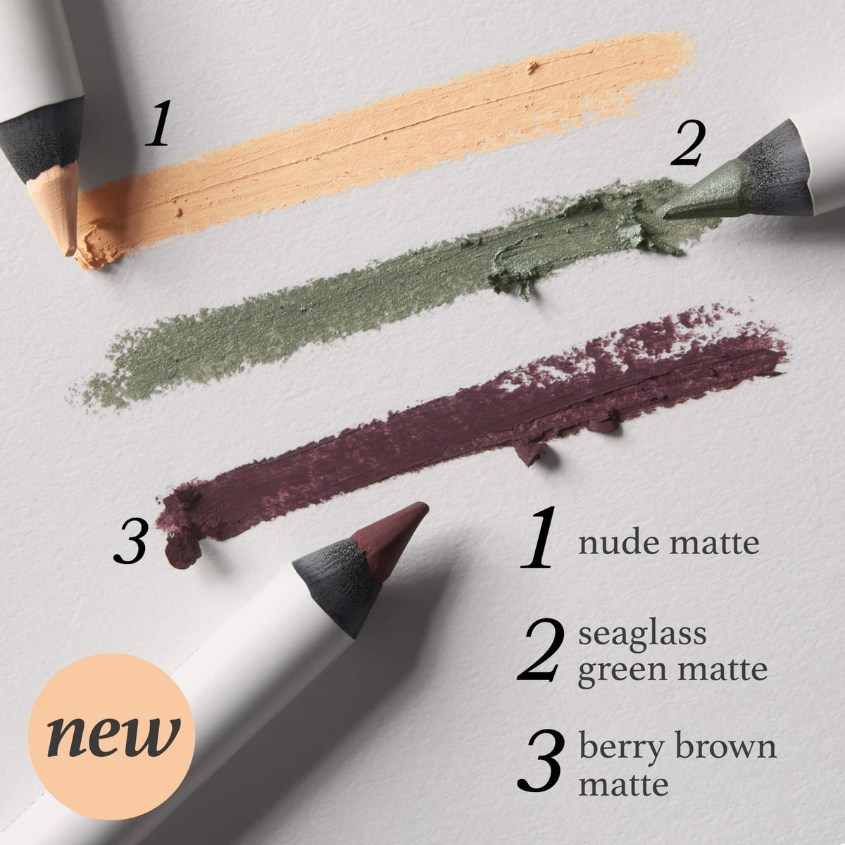 Teintes variées d'eyeliner gel Julep sur fond blanc
