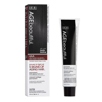 Teinture capillaire AGE beautiful 6AA Châtain Clair Cendré vue de face