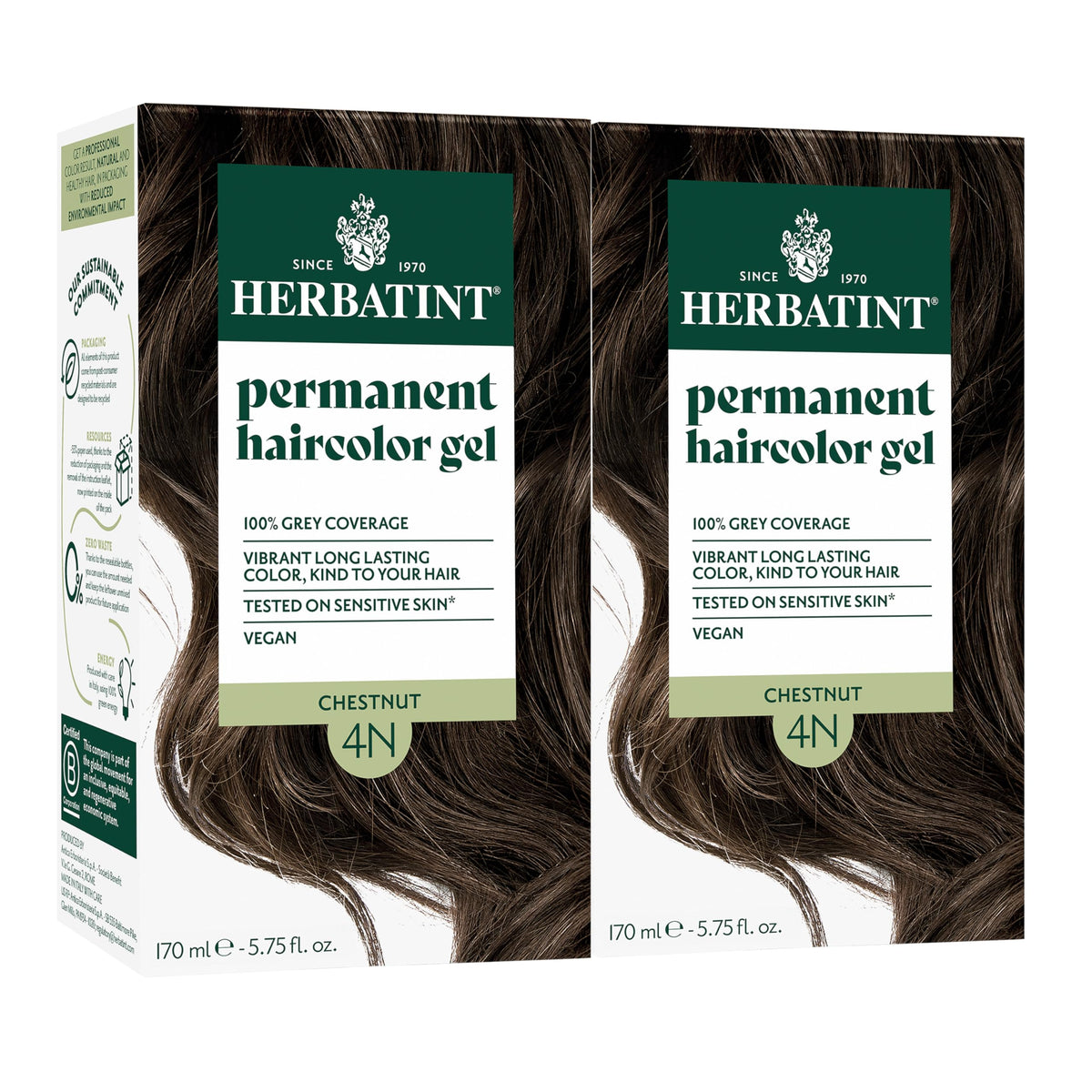 Teinture capillaire Herbatint 4N Châtaigne vue avant