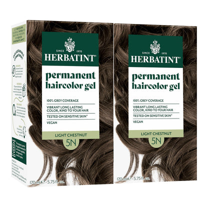Teinture capillaire Herbatint 5N Châtain Clair devant vue avec emballage