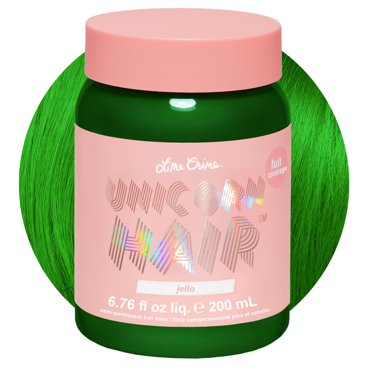 Teinture capillaire Lime Crime Jello couleur verte tropicale vue de face