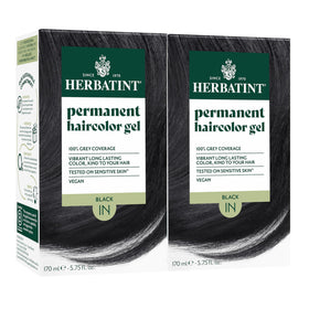 Teinture capillaire permanente Herbatint 1N Noir, avant et après application