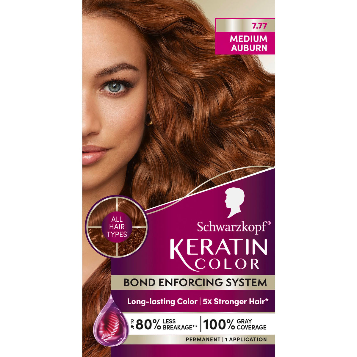 Teinture Schwarzkopf 7.7 Châtain Clair Roux, vue avant