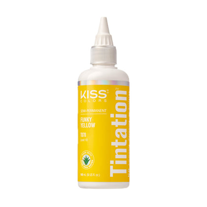 Teinture semi-permanente Funky Yellow Red By Kiss, 168g, bouteille vue de face