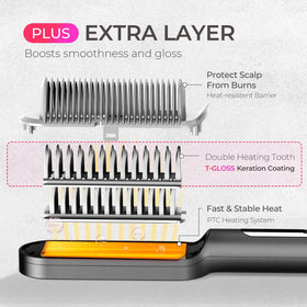 Température réglable de la brosse lissante TYMO RING PLUS affichée sur l'écran