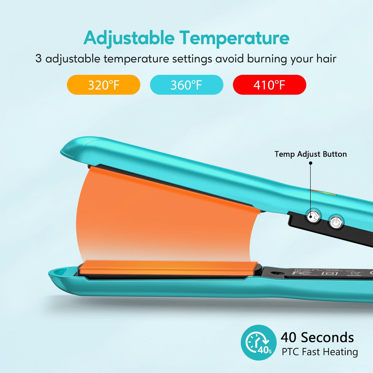 Terviiix Mini Fer à Lisser Cyan avec câble rotatif à 360 degrés
