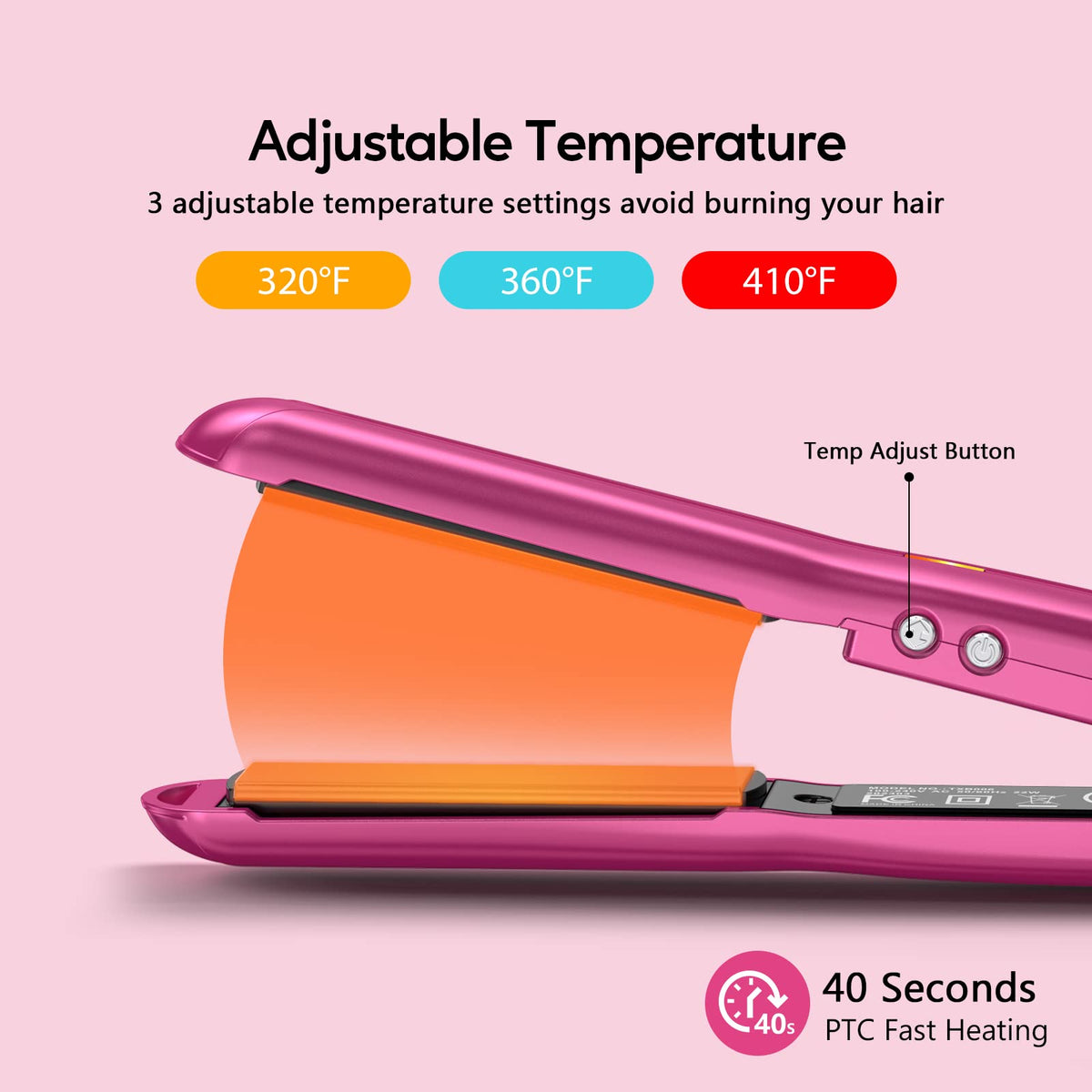 Terviiix Mini Fer à Lisser Rose avec câble rotatif de 6 pieds
