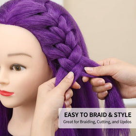 Tête de mannequin HAPOWELL en cheveux naturels, vue arrière